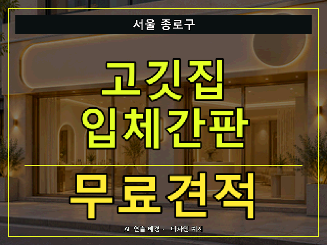 서울 종로구 고깃집 입체간판 무료견적 안내 썸네일 · AI 연출 배경
