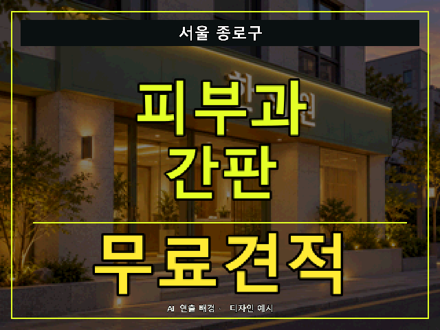 서울 종로구 피부과 간판 무료견적 안내 썸네일 · AI 연출 배경