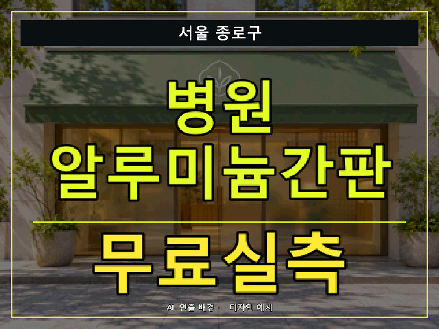 서울 종로구 병원 알루미늄간판 무료실측 안내 썸네일 · AI 연출 배경