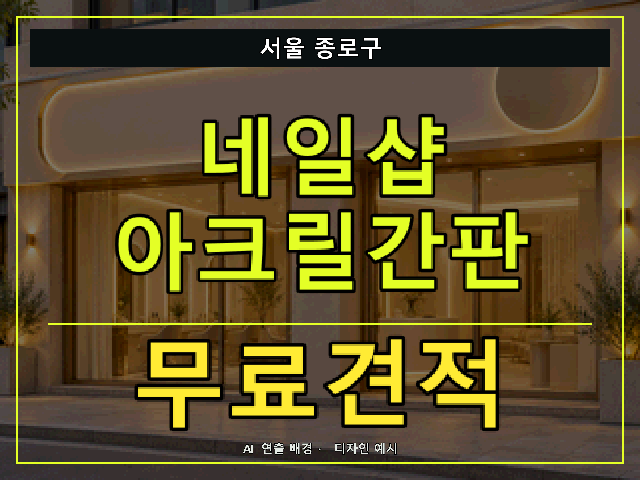 서울 종로구 네일샵 아크릴간판 무료견적 안내 썸네일 · AI 연출 배경