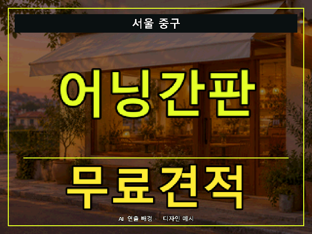 서울 중구 어닝간판 무료견적 안내 썸네일 · AI 연출 배경