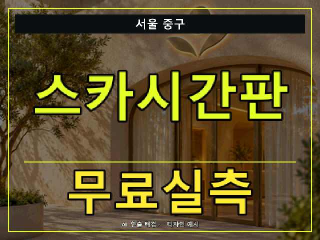 서울 중구 스카시간판 무료실측 안내 썸네일 · AI 연출 배경