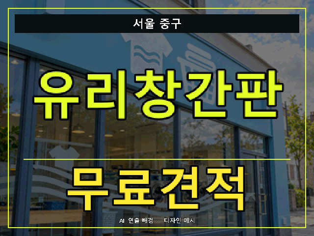 서울 중구 유리창간판 무료견적 안내 썸네일 · AI 연출 배경