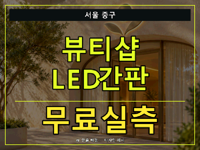 서울 중구 뷰티샵 LED간판 무료실측 안내 썸네일 · AI 연출 배경