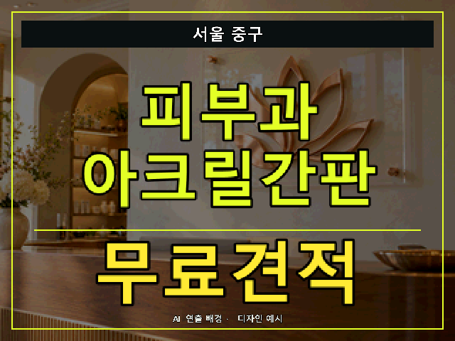 서울 중구 피부과 아크릴간판 무료견적 안내 썸네일 · AI 연출 배경