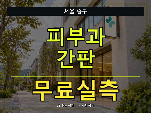 서울 중구 피부과 간판 무료실측 안내 썸네일 · AI 연출 배경