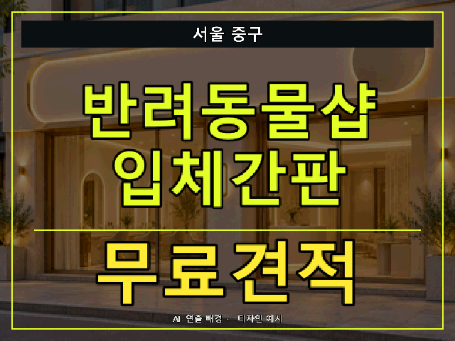 서울 중구 반려동물샵 입체간판 무료견적 안내 썸네일 · AI 연출 배경