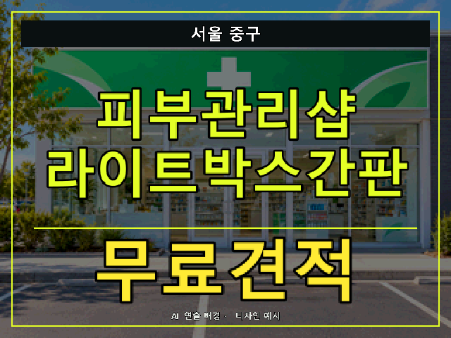 서울 중구 피부관리샵 라이트박스간판 무료견적 안내 썸네일 · AI 연출 배경