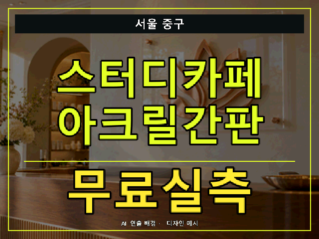 서울 중구 스터디카페 아크릴간판 무료실측 안내 썸네일 · AI 연출 배경