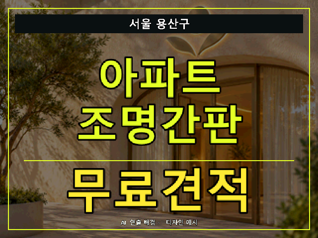 서울 용산구 아파트 조명간판 무료견적 안내 썸네일 · AI 연출 배경