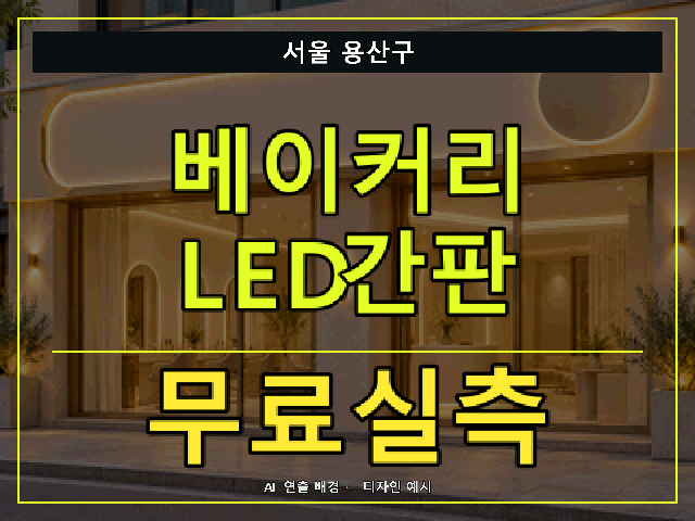 서울 용산구 베이커리 LED간판 무료실측 안내 썸네일 · AI 연출 배경