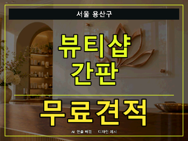 서울 용산구 뷰티샵 간판 무료견적 안내 썸네일 · AI 연출 배경