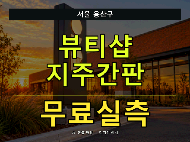 서울 용산구 뷰티샵 지주간판 무료실측 안내 썸네일 · AI 연출 배경