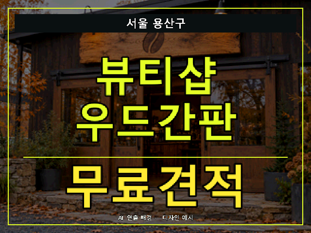 서울 용산구 뷰티샵 우드간판 무료견적 안내 썸네일 · AI 연출 배경