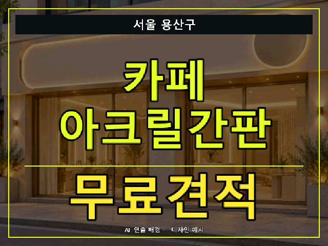 서울 용산구 카페 아크릴간판 무료견적 안내 썸네일 · AI 연출 배경