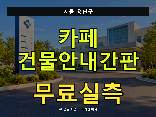 서울 용산구 카페 건물안내간판 무료실측 안내 썸네일 · AI 연출 배경
