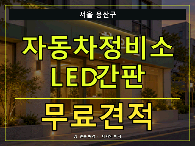 서울 용산구 자동차정비소 LED간판 무료견적 안내 썸네일 · AI 연출 배경