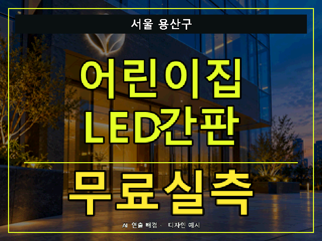 서울 용산구 어린이집 LED간판 무료실측 안내 썸네일 · AI 연출 배경