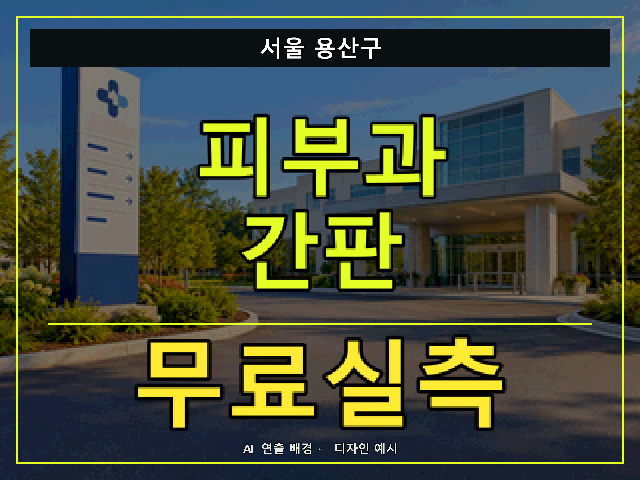 서울 용산구 피부과 간판 무료실측 안내 썸네일 · AI 연출 배경