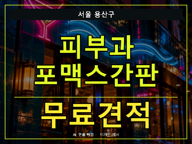 서울 용산구 피부과 포맥스간판 무료견적 안내 썸네일 · AI 연출 배경