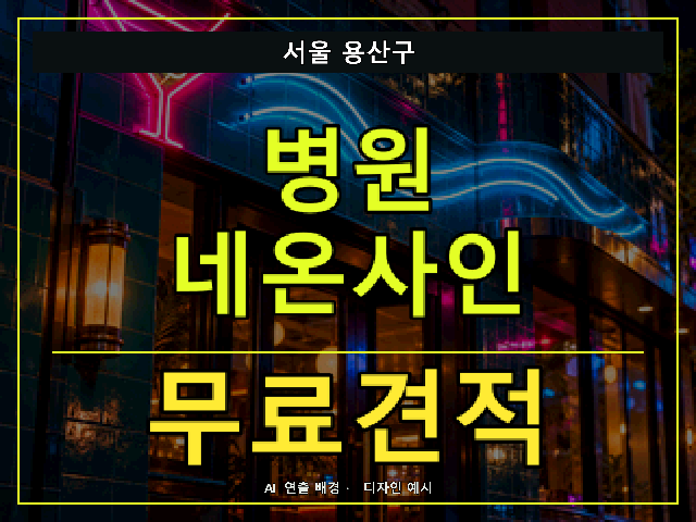 서울 용산구 병원 네온사인 무료견적 안내 썸네일 · AI 연출 배경