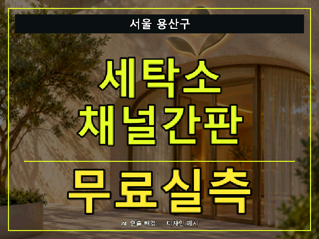 서울 용산구 세탁소 채널간판 무료실측 안내 썸네일 · AI 연출 배경