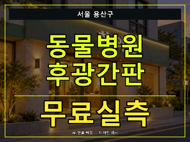 서울 용산구 동물병원 후광간판 무료실측 안내 썸네일 · AI 연출 배경