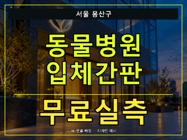 서울 용산구 동물병원 입체간판 무료실측 안내 썸네일 · AI 연출 배경