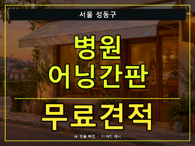 서울 성동구 병원 어닝간판 무료견적 안내 썸네일 · AI 연출 배경