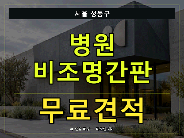 서울 성동구 병원 비조명간판 무료견적 안내 썸네일 · AI 연출 배경
