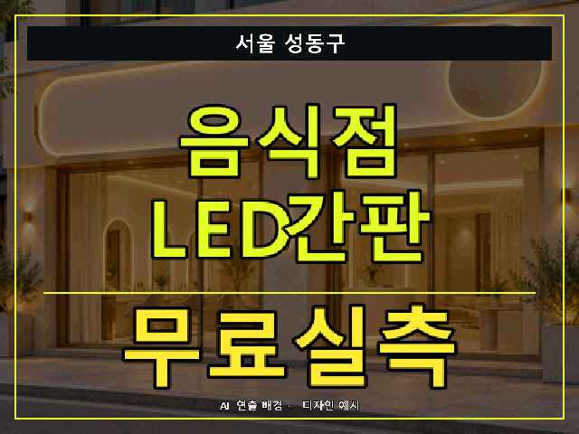 서울 성동구 음식점 LED간판 무료실측 안내 썸네일 · AI 연출 배경