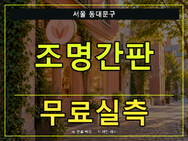 서울 동대문구 조명간판 무료실측 안내 썸네일 · AI 연출 배경