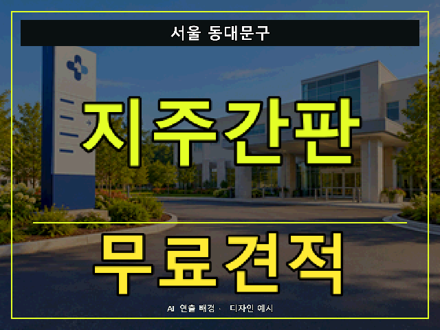 서울 동대문구 지주간판 무료견적 안내 썸네일 · AI 연출 배경