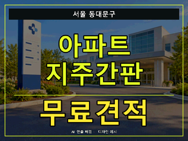 서울 동대문구 아파트 지주간판 무료견적 안내 썸네일 · AI 연출 배경