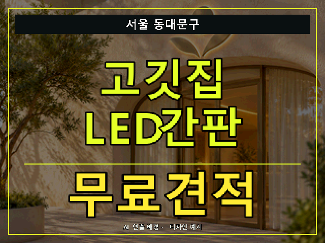 서울 동대문구 고깃집 LED간판 무료견적 안내 썸네일 · AI 연출 배경
