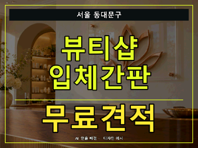 서울 동대문구 뷰티샵 입체간판 무료견적 안내 썸네일 · AI 연출 배경