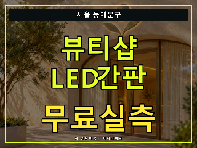 서울 동대문구 뷰티샵 LED간판 무료실측 안내 썸네일 · AI 연출 배경