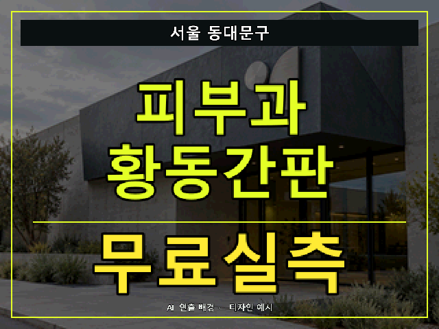 서울 동대문구 피부과 황동간판 무료실측 안내 썸네일 · AI 연출 배경