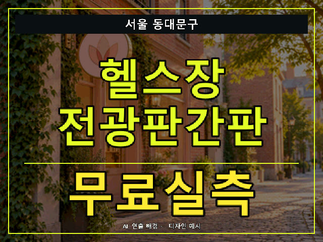 서울 동대문구 헬스장 전광판간판 무료실측 안내 썸네일 · AI 연출 배경