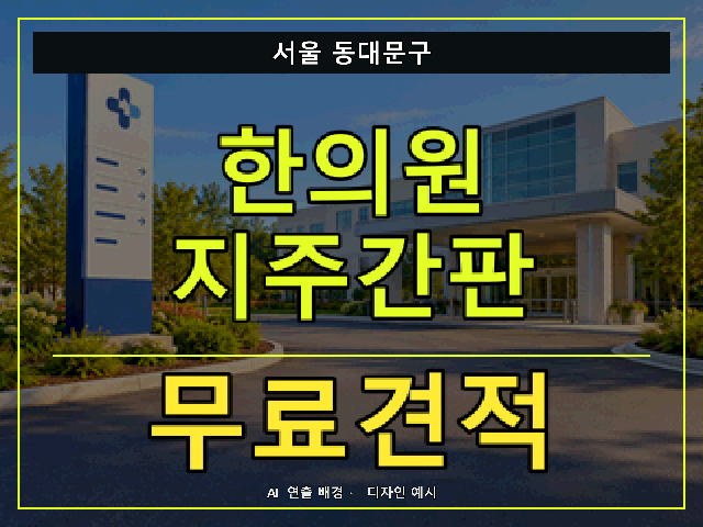 서울 동대문구 한의원 지주간판 무료견적 안내 썸네일 · AI 연출 배경