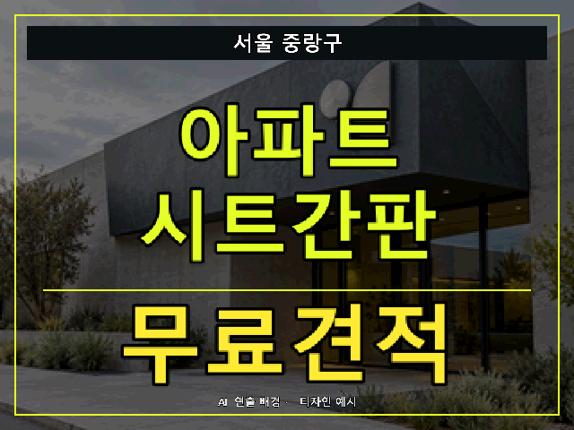 서울 중랑구 아파트 시트간판 무료견적 안내 썸네일 · AI 연출 배경