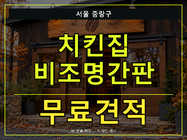 서울 중랑구 치킨집 비조명간판 무료견적 안내 썸네일 · AI 연출 배경