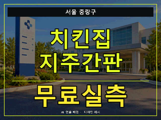 서울 중랑구 치킨집 지주간판 무료실측 안내 썸네일 · AI 연출 배경