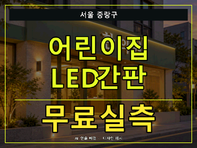 서울 중랑구 어린이집 LED간판 무료실측 안내 썸네일 · AI 연출 배경