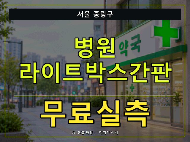서울 중랑구 병원 라이트박스간판 무료실측 안내 썸네일 · AI 연출 배경