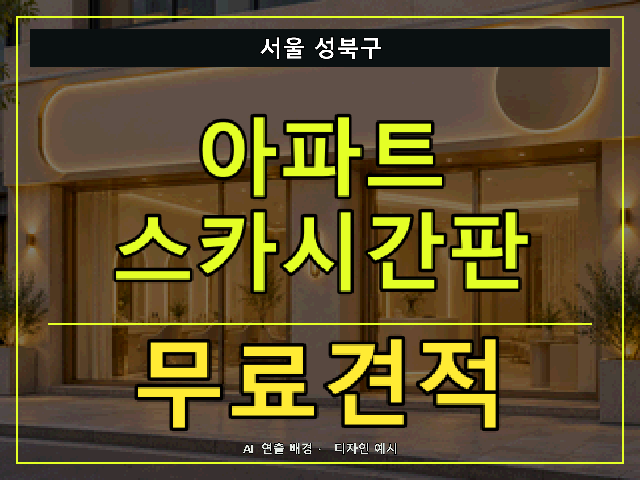 서울 성북구 아파트 스카시간판 무료견적 안내 썸네일 · AI 연출 배경