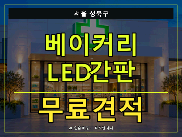 서울 성북구 베이커리 LED간판 무료견적 안내 썸네일 · AI 연출 배경