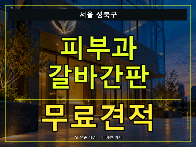 서울 성북구 피부과 갈바간판 무료견적 안내 썸네일 · AI 연출 배경