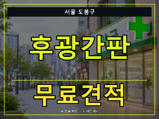 서울 도봉구 후광간판 무료견적 안내 썸네일 · AI 연출 배경