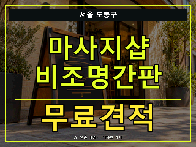 서울 도봉구 마사지샵 비조명간판 무료견적 안내 썸네일 · AI 연출 배경